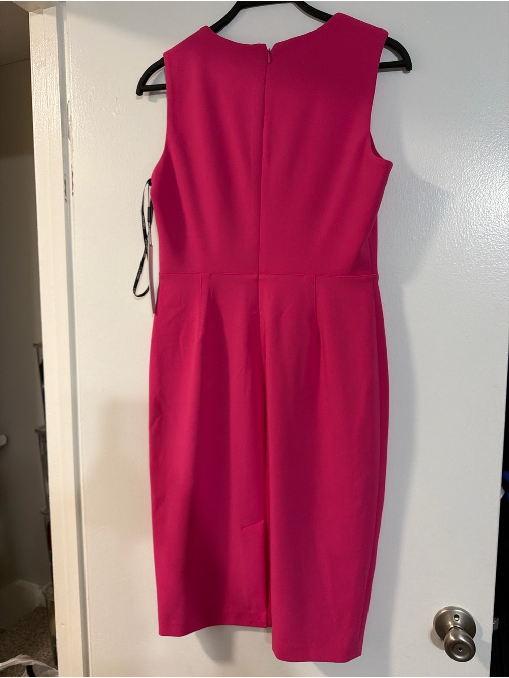 Calvin Klein Hot Pink Midi Sheath Dress with Gold Ring Zip - Picture 4 of 8